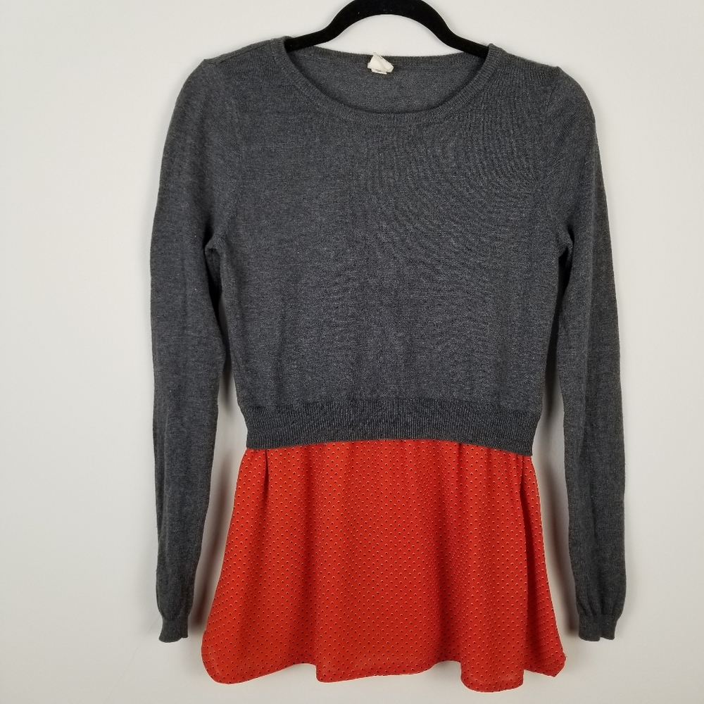 Yellow Bird | Anthro Sweater Knit/Chiffon Combo-S